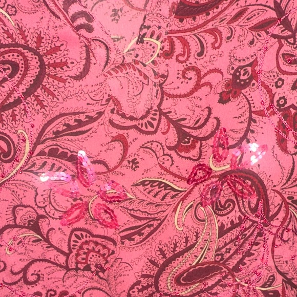 Venezia Burgundy & Pink Paisley Sequin Blouse - Picture 4 of 4